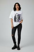 Gothic Anime Skull Oversize T-Shirt mit lila Grunge Streetwear Design