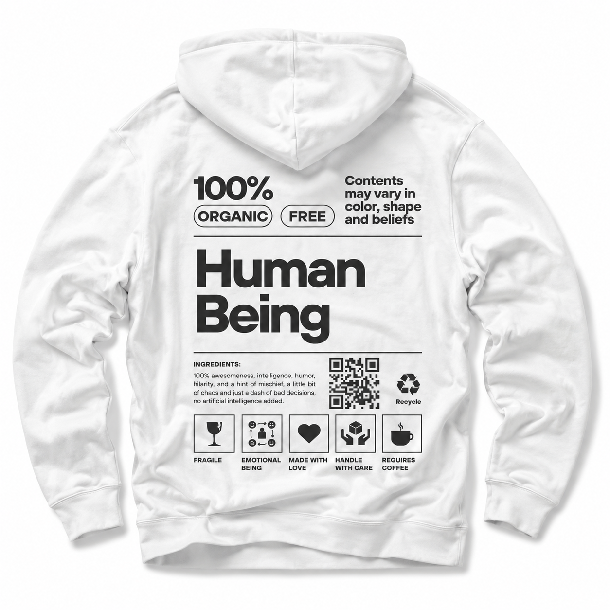 Human Being Hoodie – Nachhaltiger Unisex Kapuzenpullover mit Statement-Print - Beatwear 71