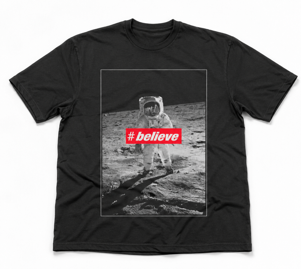 Oversized Streetwear T-Shirt „Believe“ – Moon Motivation Print Unisex - Beatwear 71