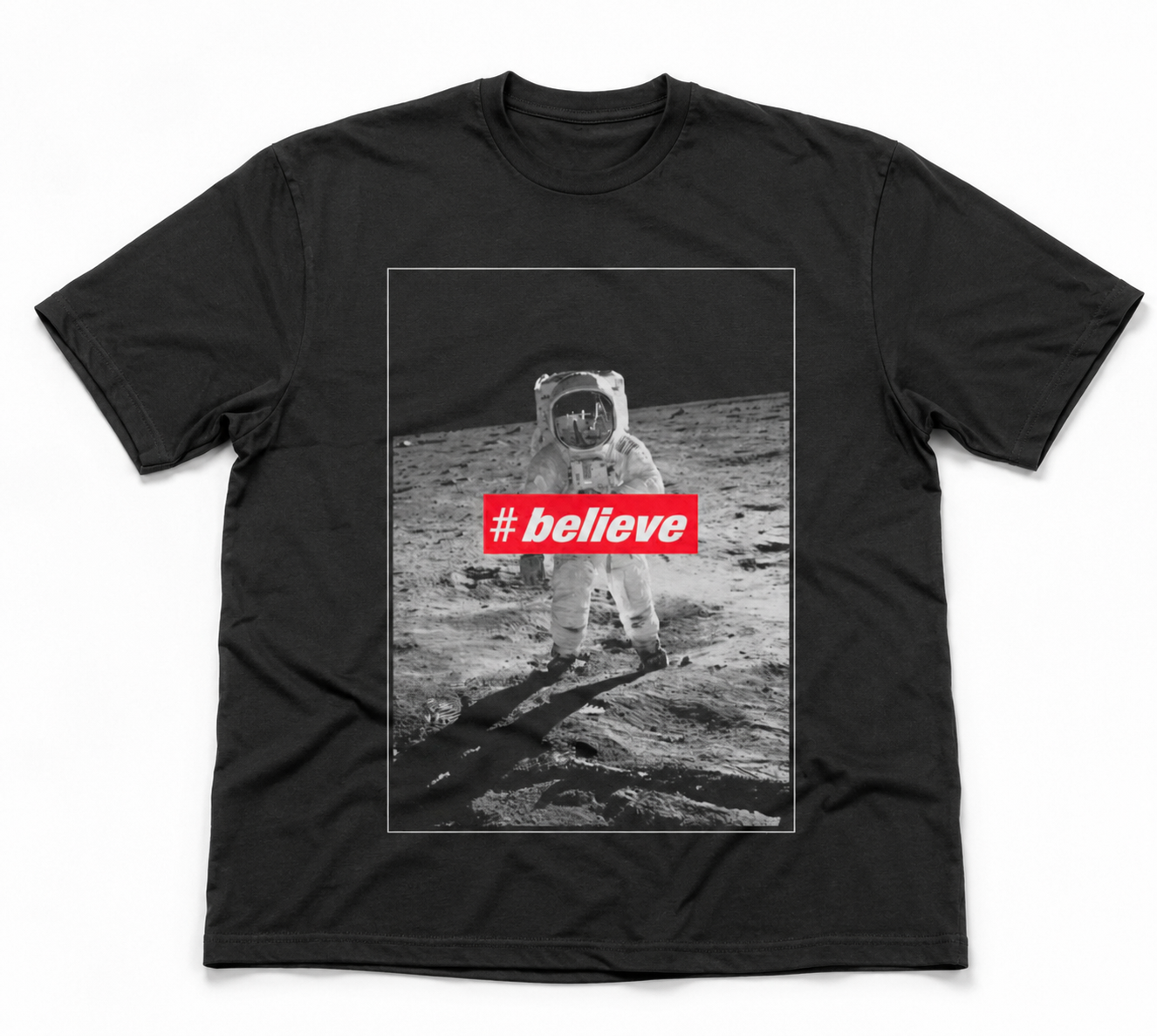 Oversized Streetwear T-Shirt „Believe“ – Moon Motivation Print Unisex - Beatwear 71