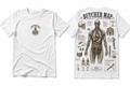 Butcher Map Vintage Anatomy T-Shirt mit anatomischem Rückenprint und satirischem medizinischem Design auf weißem Shirt