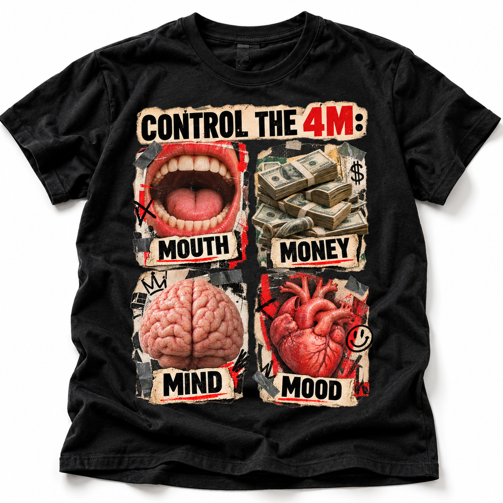 CONTROL THE 4M Graphic T-Shirt mit Grunge-Collage und Streetwear-Print