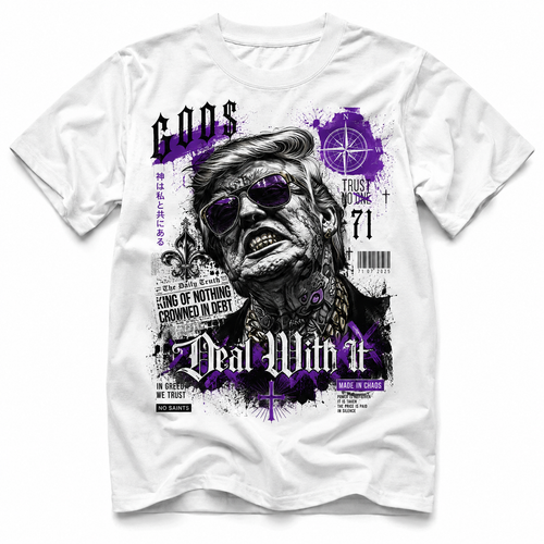 Deal With It Gothic Streetwear T-Shirt mit Tattoo-Art, Grunge Design und grünen Akzenten von BEATWEAR71