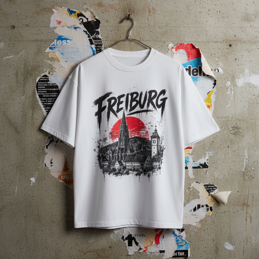 Freiburg Skyline T-Shirt mit Freiburger Münster im urbanen Streetwear Design