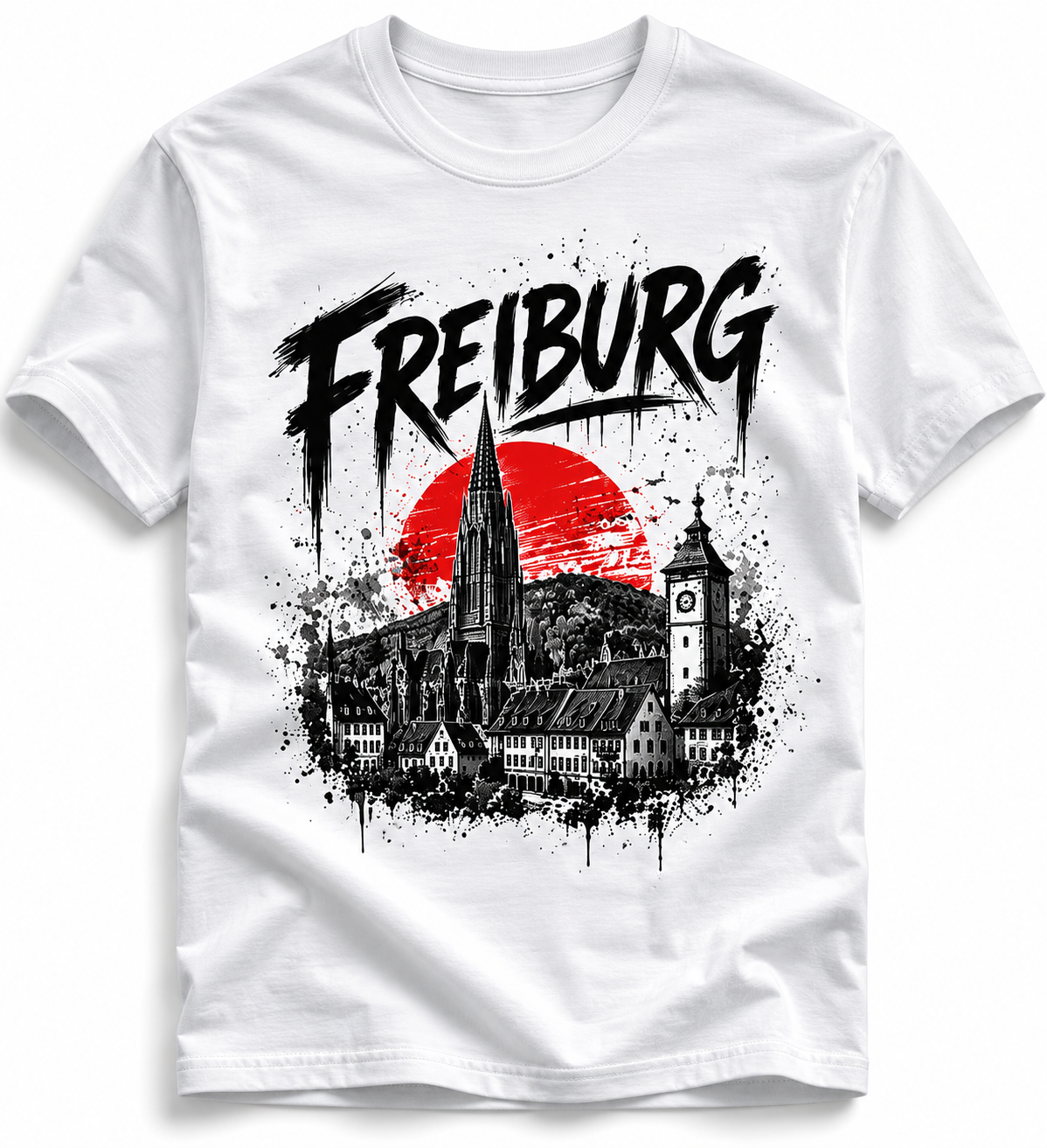 Freiburg Skyline T-Shirt mit Freiburger Münster im urbanen Streetwear Design