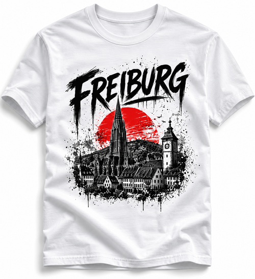 Freiburg Skyline T-Shirt mit Freiburger Münster im urbanen Streetwear Design