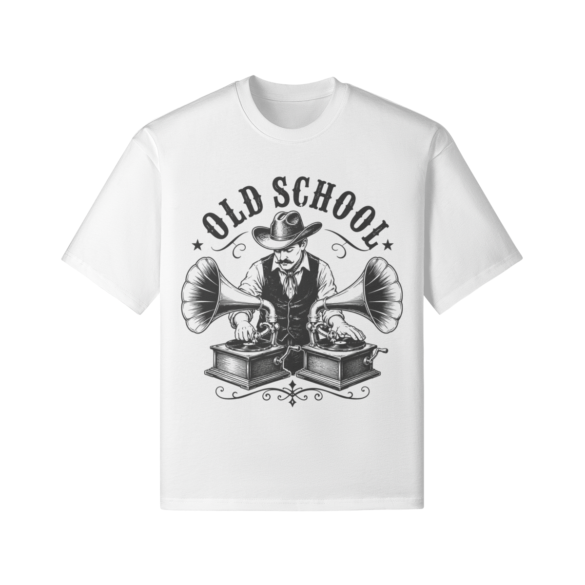 Old School DJ T-Shirt mit Vintage Grammophon Retro Design