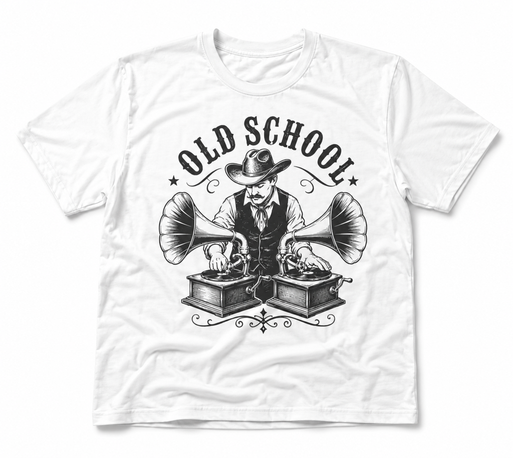 Old School DJ T-Shirt mit Vintage Grammophon Retro Design
