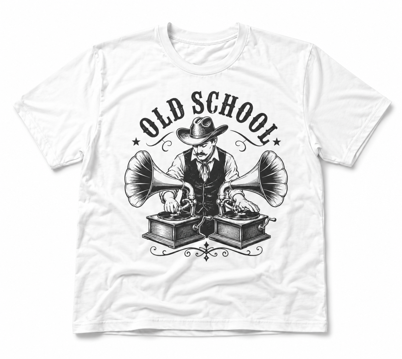 Old School DJ T-Shirt mit Vintage Grammophon Retro Design