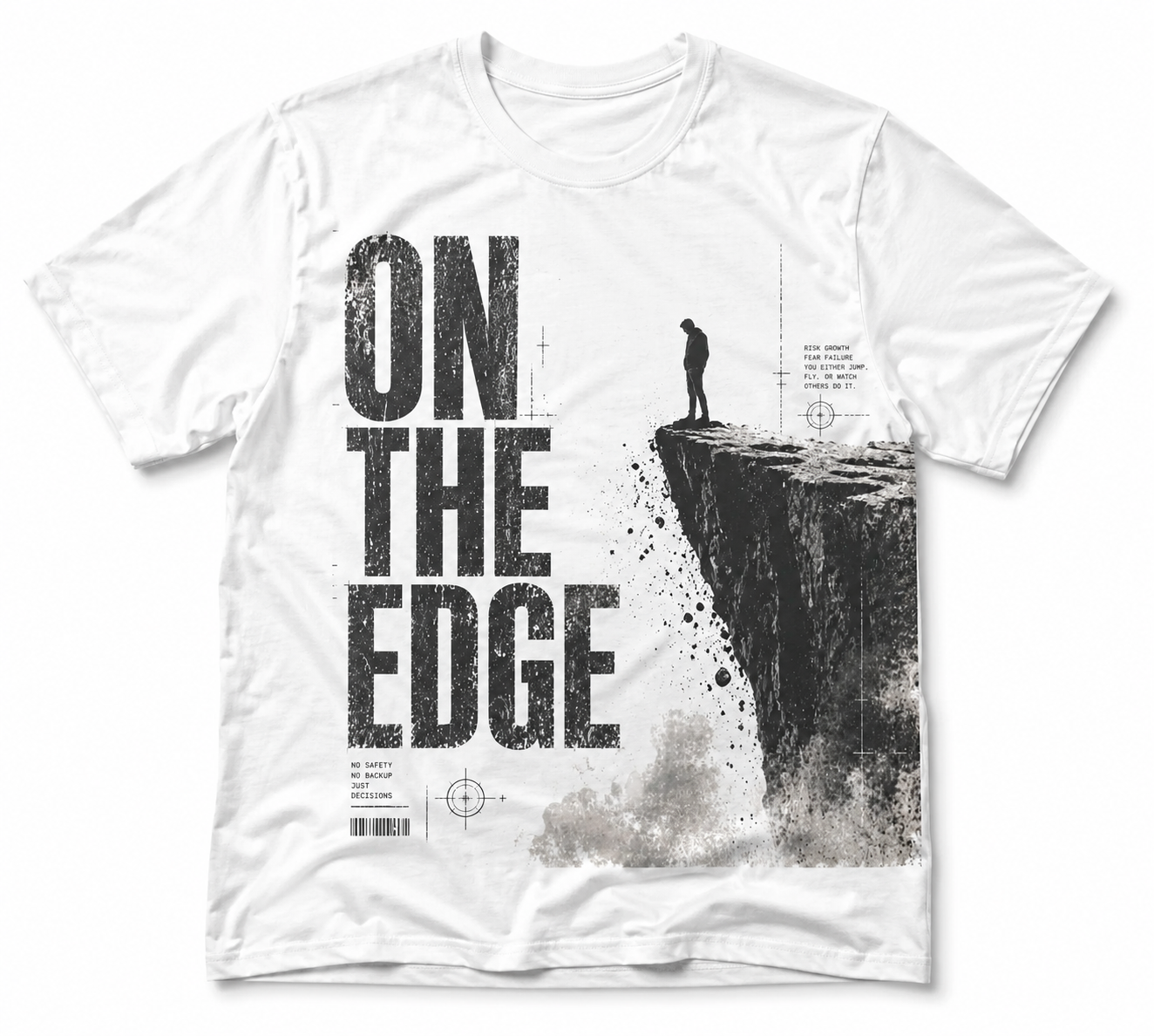 On The Edge T-Shirt mit Klippen Motiv – minimalistisches Streetwear Graphic Tee
