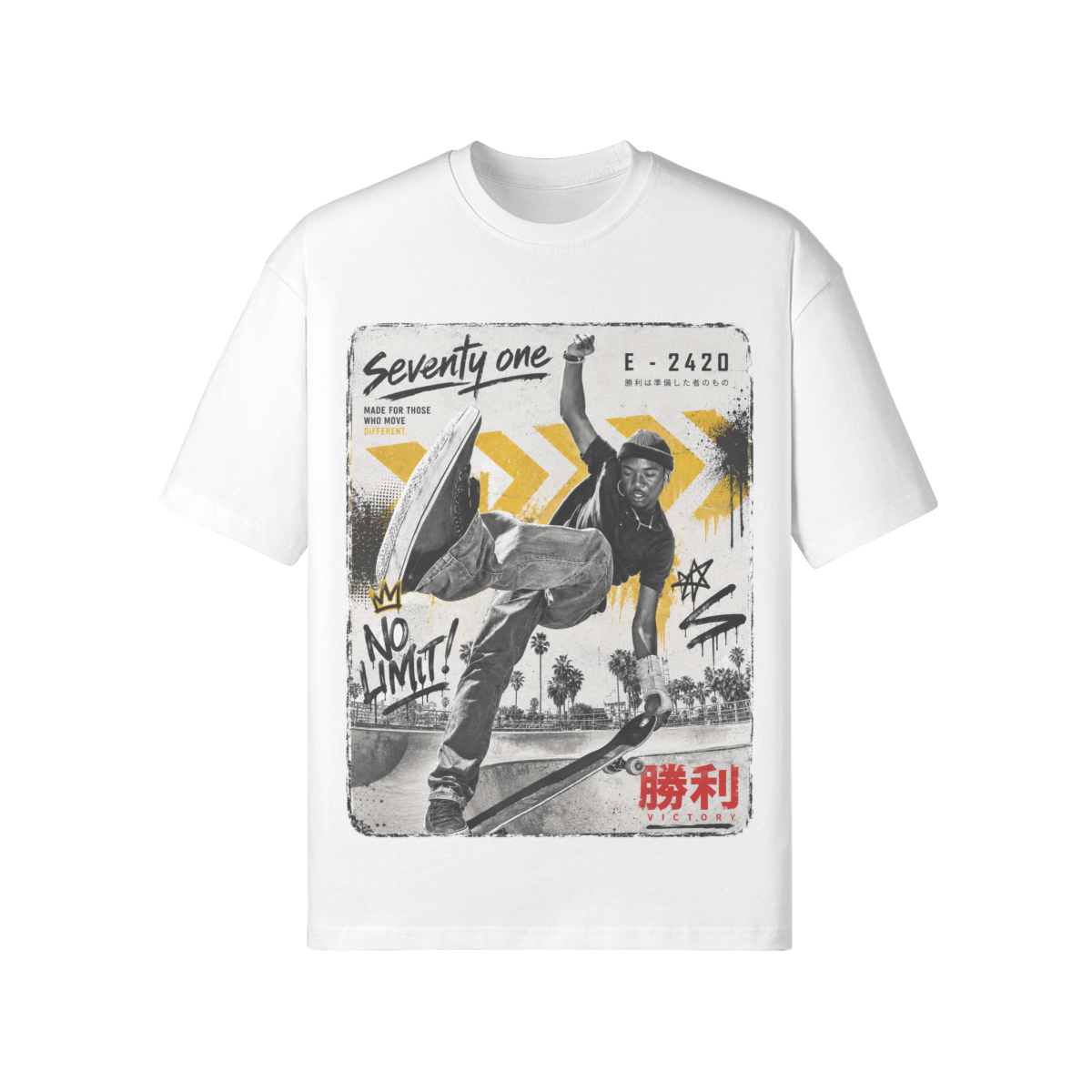 Oversized Skateboard Graphic T-Shirt im Japanese Streetwear Style