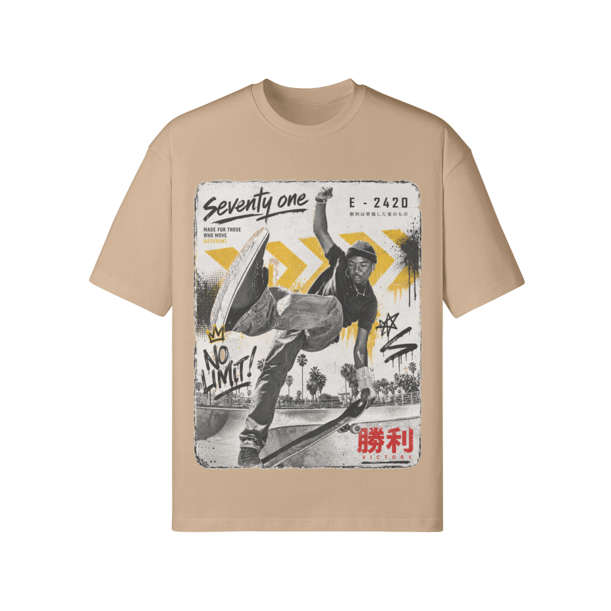 Oversized Skateboard Graphic T-Shirt im Japanese Streetwear Style