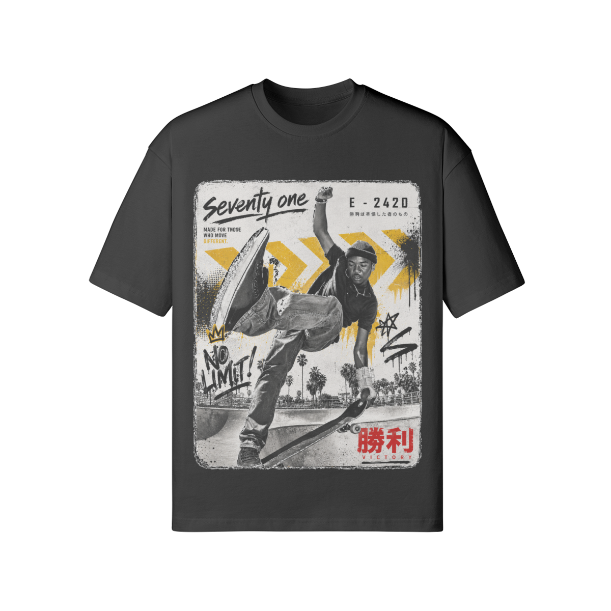 Oversized Skateboard Graphic T-Shirt im Japanese Streetwear Style