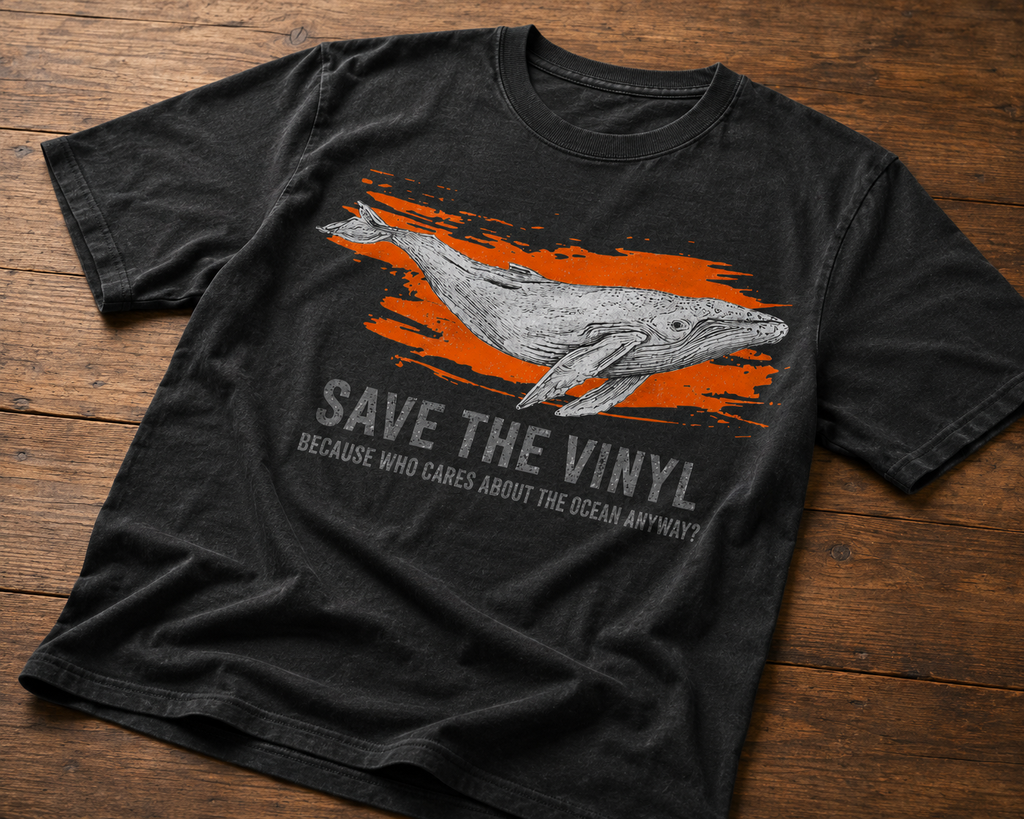 Save The Vinyl T-Shirt mit Wal Motiv im Vintage Retro Stil