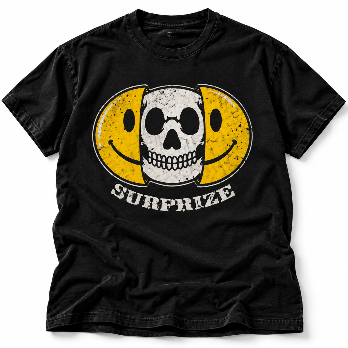 Statement T-Shirt: "Surprize" Smiley Totenkopf Design