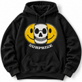 Streetwear Hoodie: "Surprize" Smiley Skull Design - Gelb-Schwarz