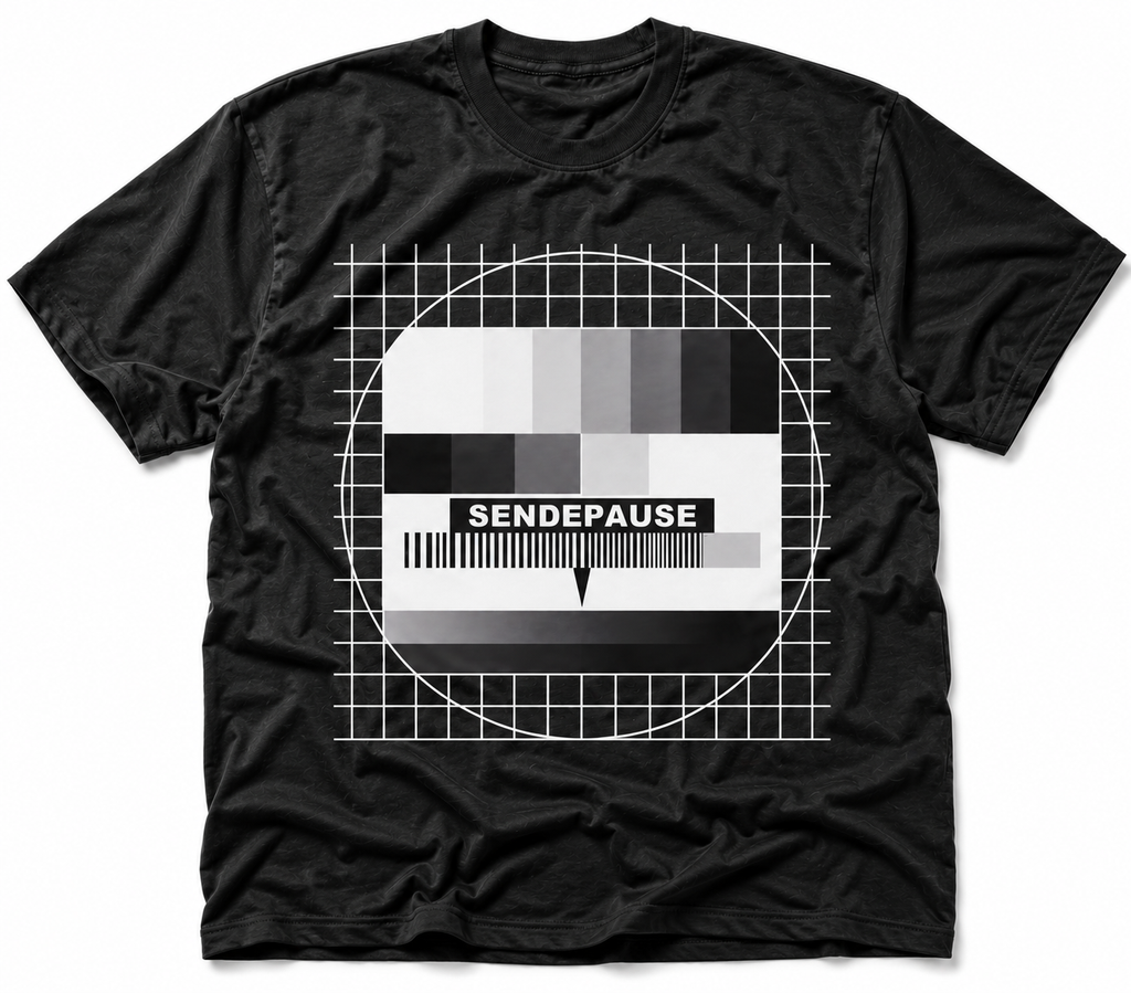 SENDEPAUSE T-Shirt – Retro TV Testbild Shirt Schwarz | Unisex