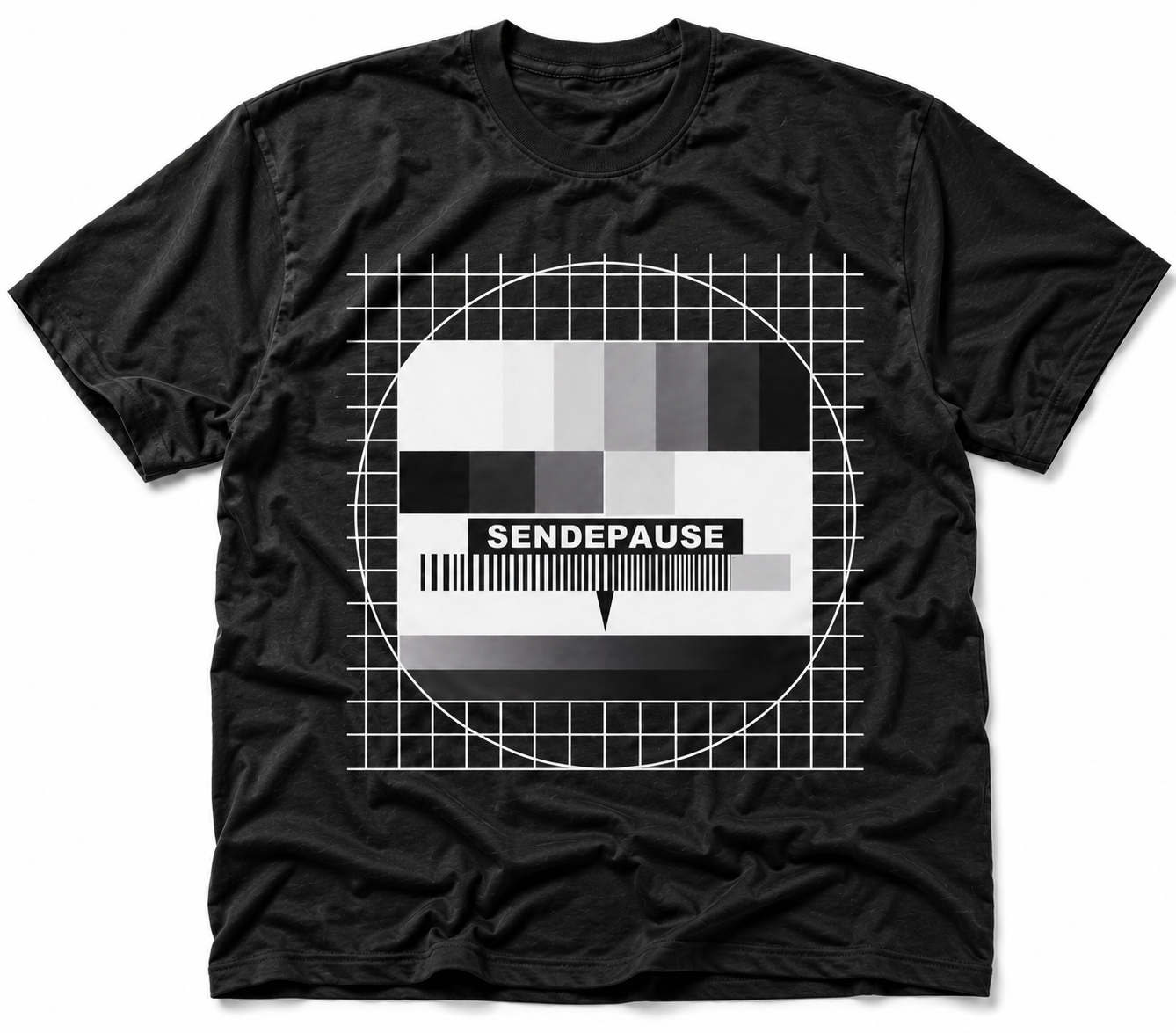 SENDEPAUSE T-Shirt – Retro TV Testbild Shirt Schwarz | Unisex