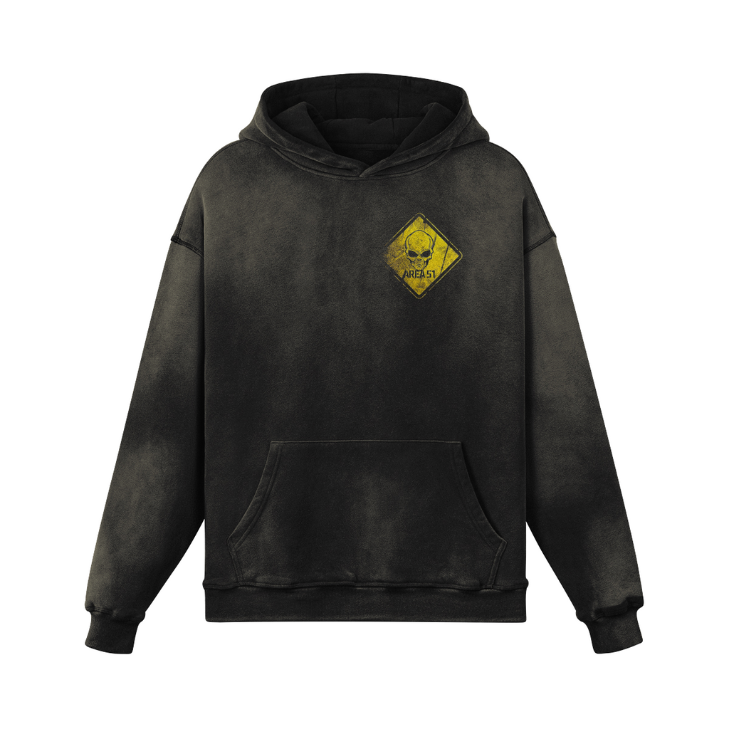 Oversized Streetwear Hoodie „Area 51“ – Alien Warning Sign Unisex - Beatwear 71