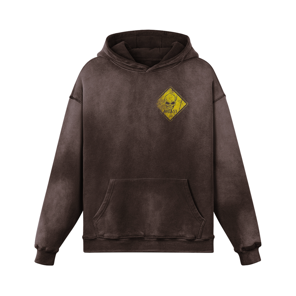 Oversized Streetwear Hoodie „Area 51“ – Alien Warning Sign Unisex - Beatwear 71