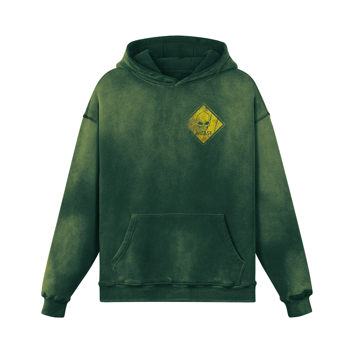 Oversized Streetwear Hoodie „Area 51“ – Alien Warning Sign Unisex - Beatwear 71