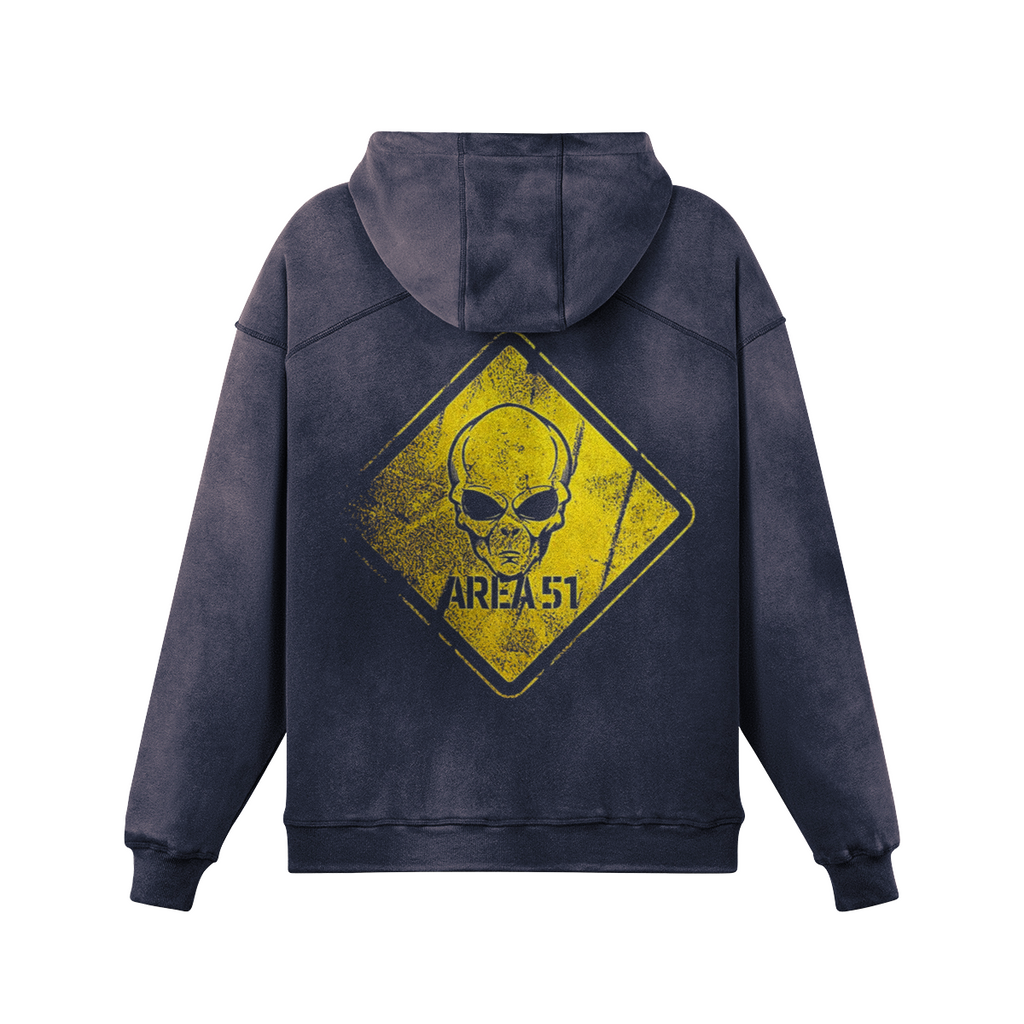 Oversized Streetwear Hoodie „Area 51“ – Alien Warning Sign Unisex - Beatwear 71
