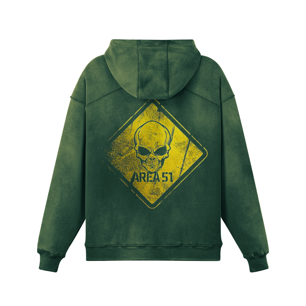 Oversized Streetwear Hoodie „Area 51“ – Alien Warning Sign Unisex - Beatwear 71