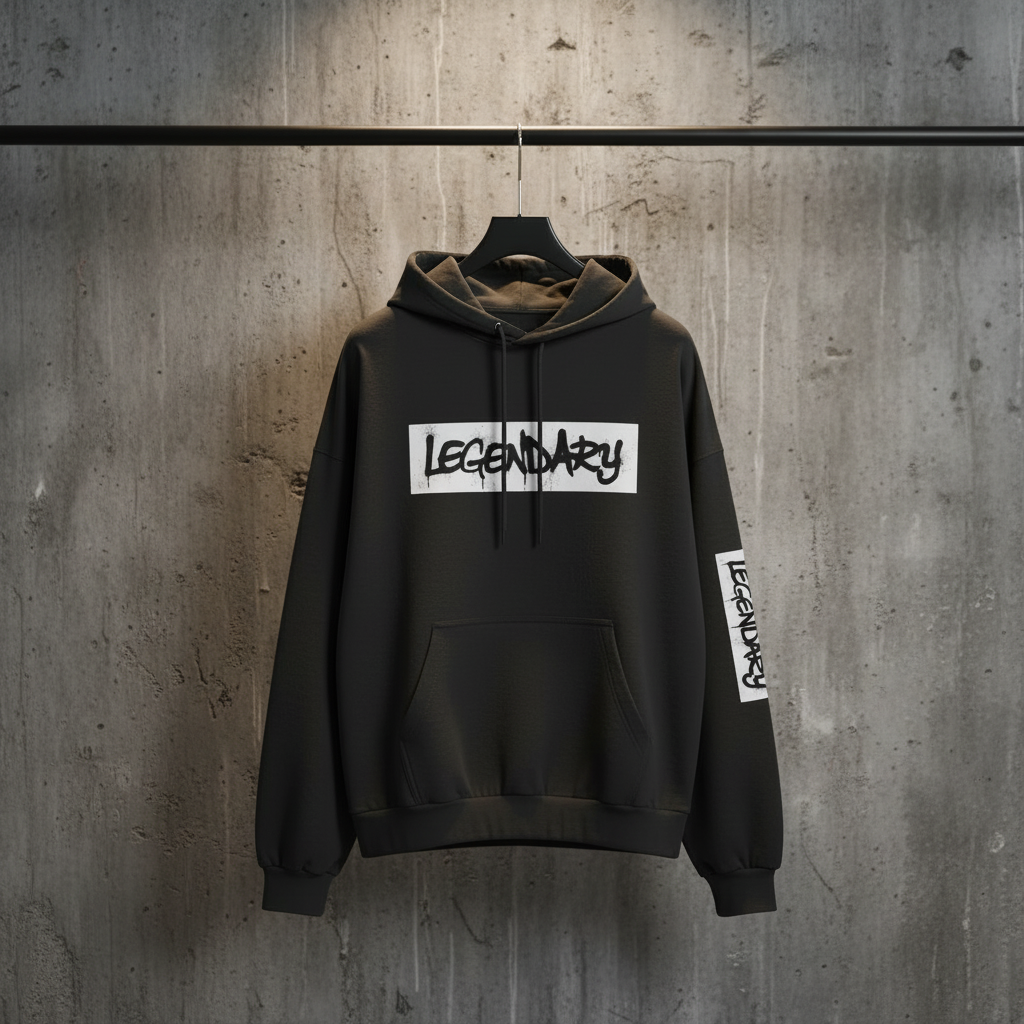 legendary hoodie schwarz oversized graffiti print streetwear hoodie herren damen