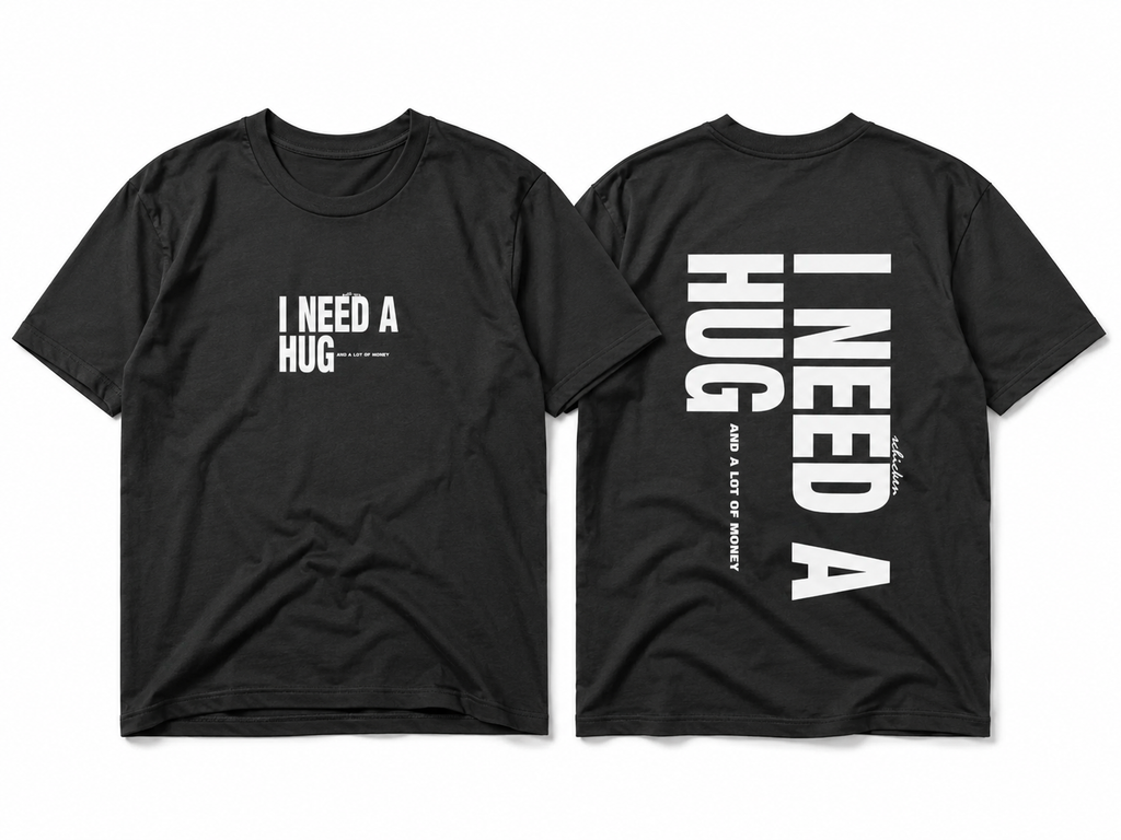 Oversized Streetwear T-Shirt „I Need a Hug“ – Typography Print Unisex - Beatwear 71