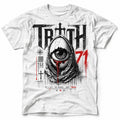 TRUTH 71 Gothic Eye T-Shirt in Weiß mit schwarzem Grunge-Print und roten Akzenten